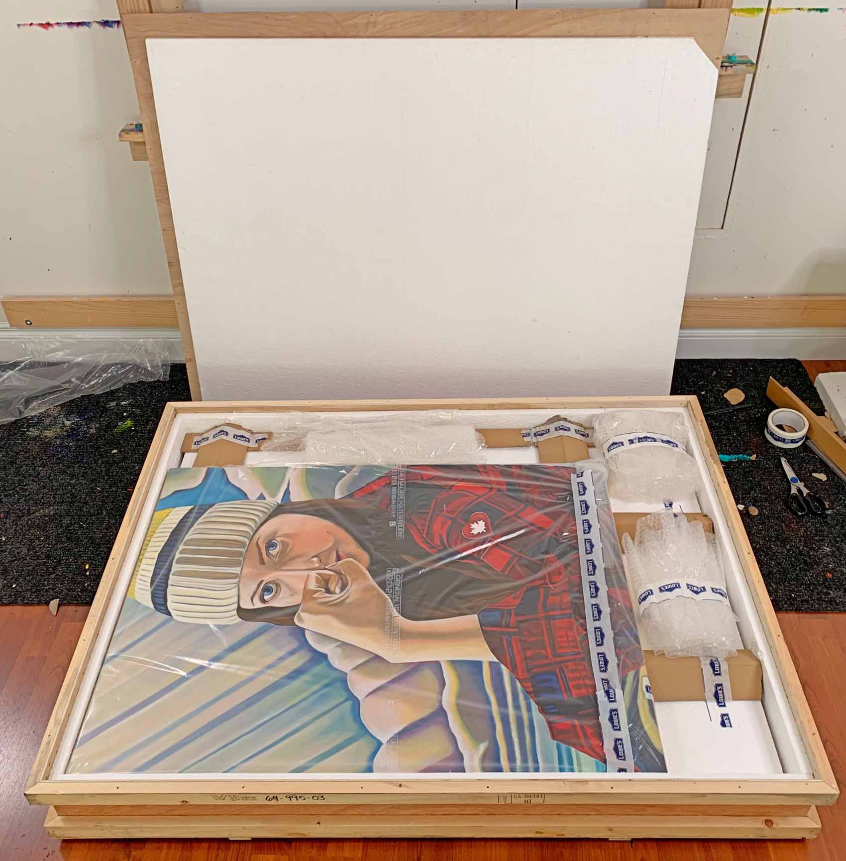art shipping packing crates with paintings - Brandy Saturley