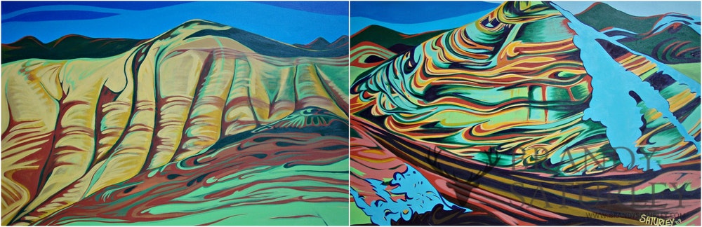 diptych painting painted hills Oregon