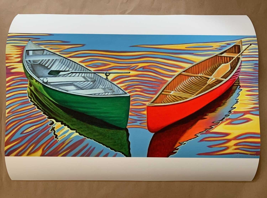 canoe painting prints 