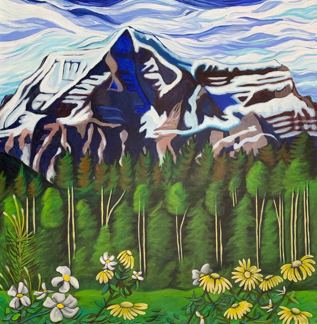 two canadian artists painting mountains