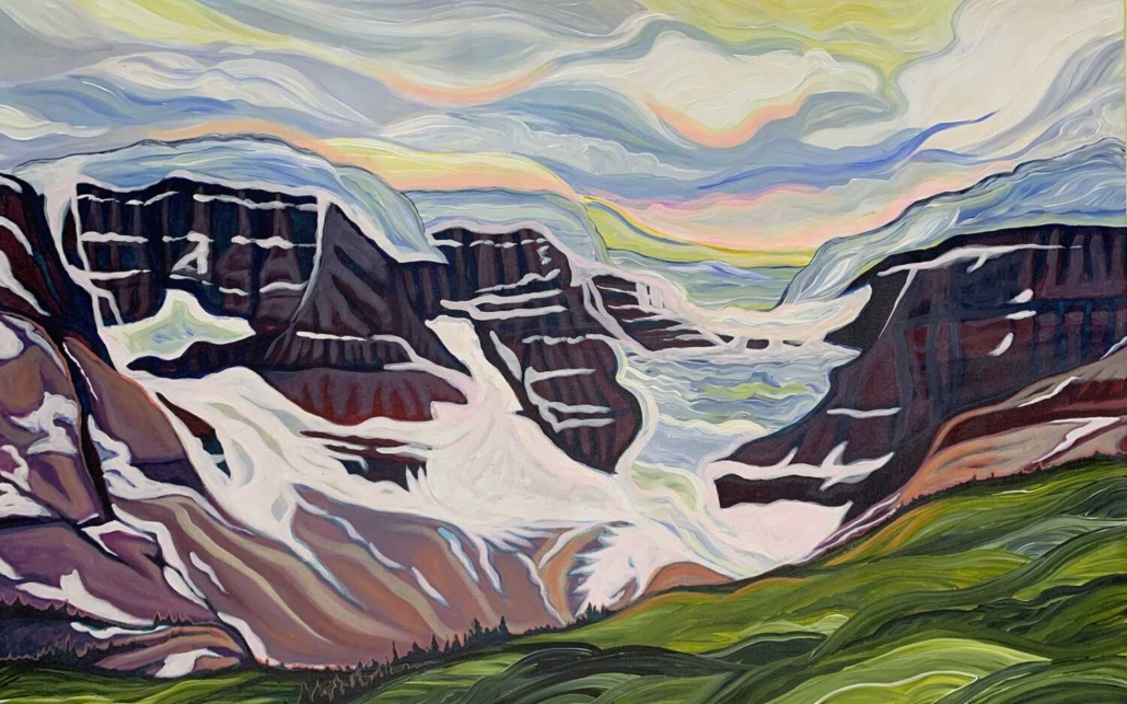 two canadian artists painting mountains