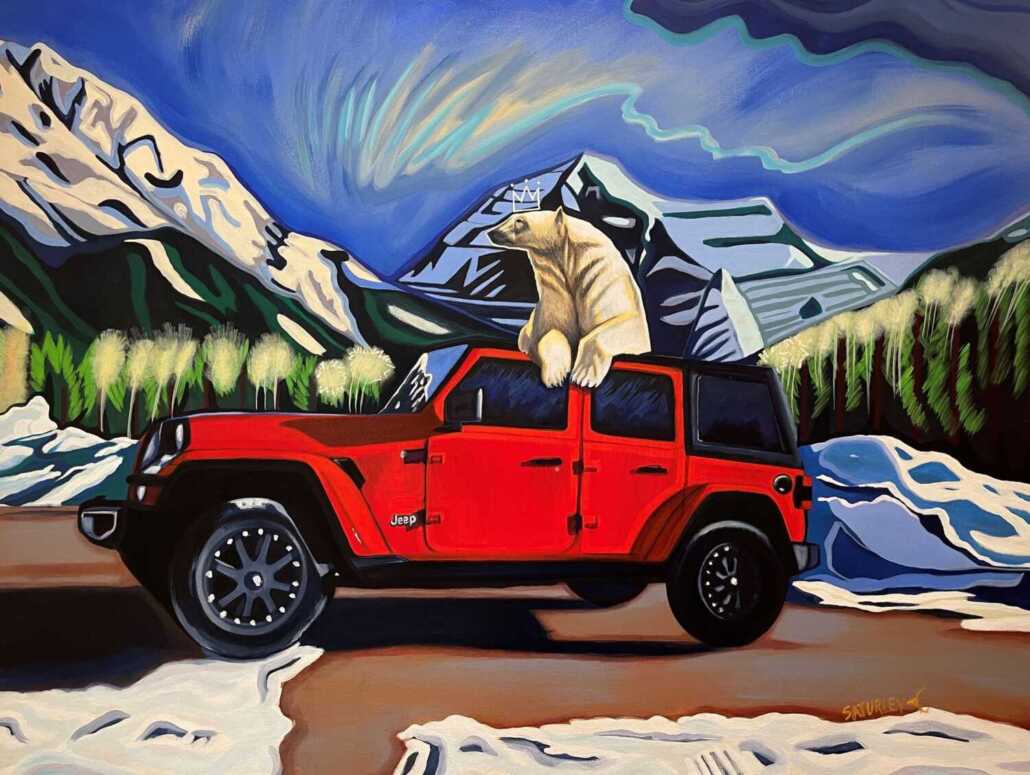 polar bear jeep painting