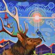 elk painting Art Opening Edmonton