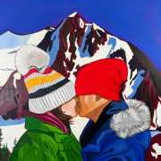 kissing1 Snowy Paintings Celebrating Winter