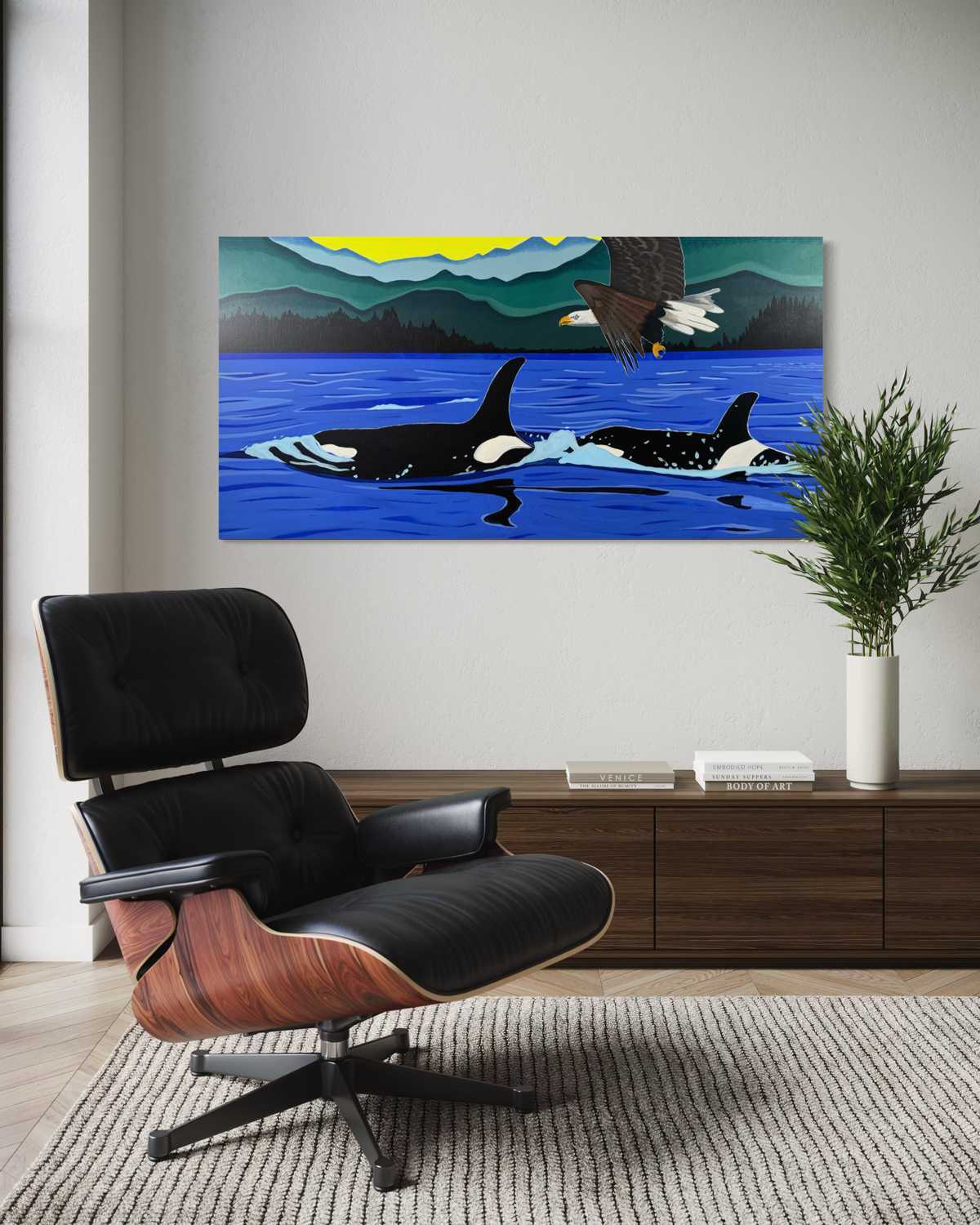 Eagle and Orcas Painting