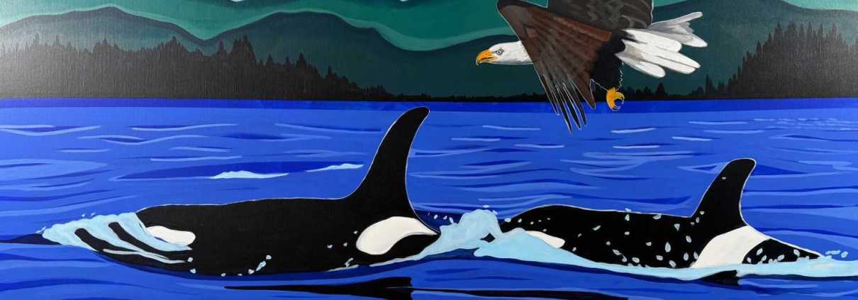 Eagle and Orcas Painting