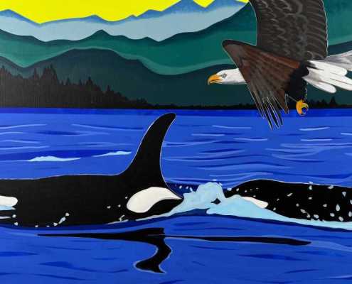 Eagle and Orcas Painting