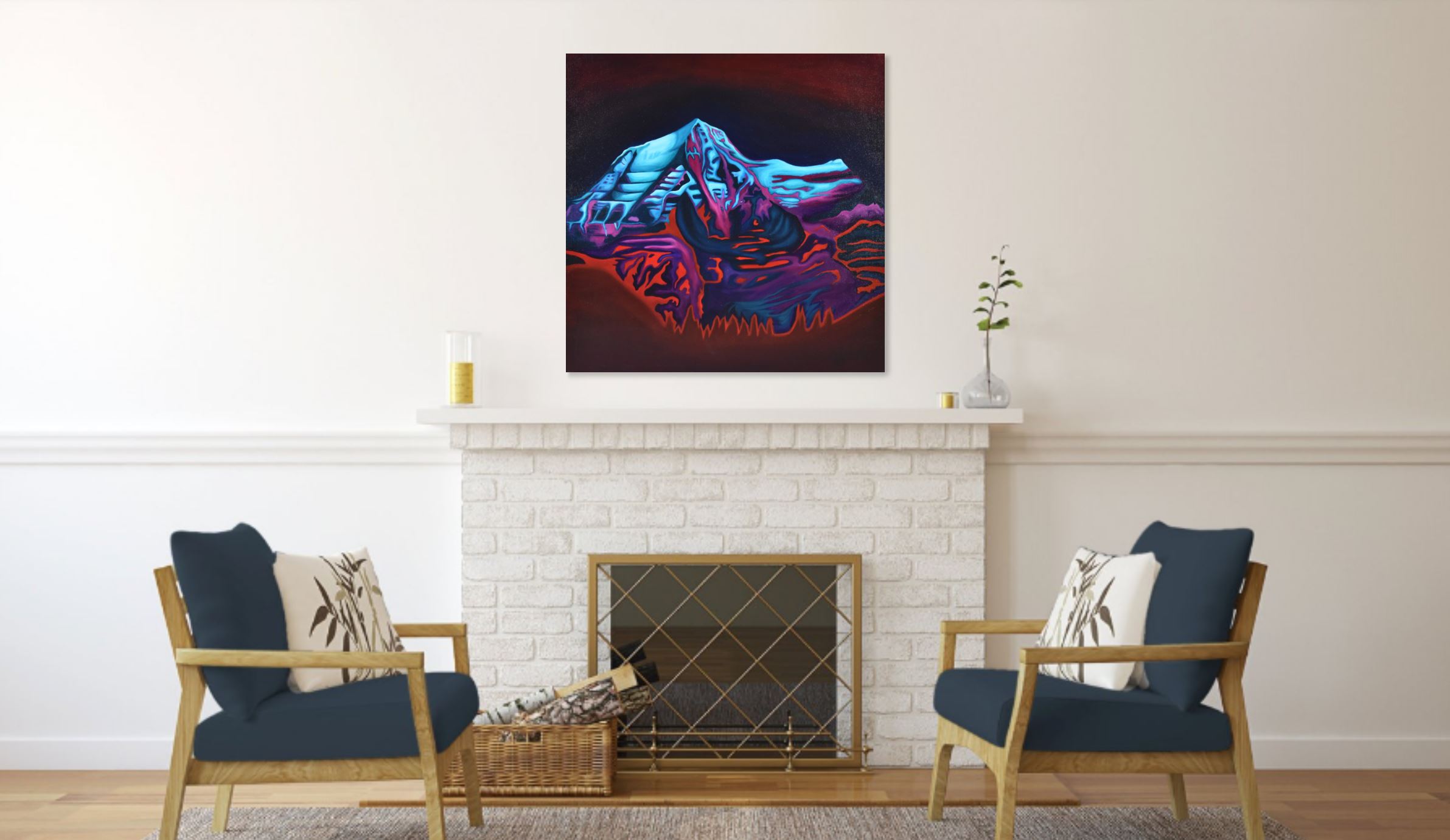 painting of Mount Robson on collectors wall