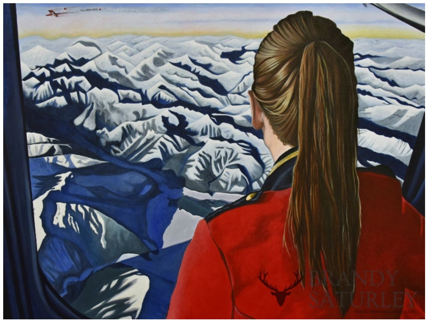 red coat rocky mountains aerial view